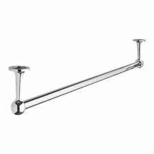 Image of 1m Suspended Chrome Hanging Clothes Garment Rail, 2 Support Arms for Wardrobes
