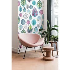 Image of Wall Mural Sticker Cartoon Leaves Colorful Leaf Watercolor Abstract Decor