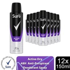 Image of Sure Men Anti Perspirant 48H Protection Active Dry Deodorant, 12 Pack, 150ml