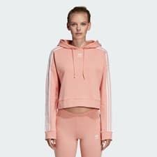 Image of Adidas Originals Women's Trefoil Crop Hoodie Hooded Sweatshirt