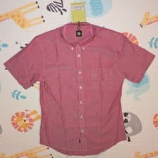 Image of Pretty Green Short Sleeve Button Down Oxford Shirt Men's  Medium BNWT Red/Salmon