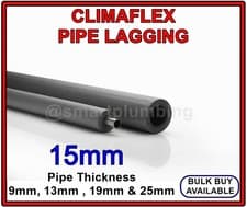 Image of Authentic Climaflex 15mm Pipe Insulation Lagging 9mm,13mm, 19mm & 25mm Thickness
