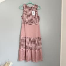 Image of TED BAKER Izzie polka dot-print woven midi dress Size TB3 UK12 BNWT
