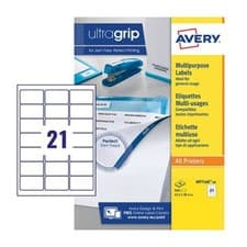 Image of Avery labels L7160-40 Ultragrip, Jam Free 21 labels/sheet, 40 shts/pk 840 total