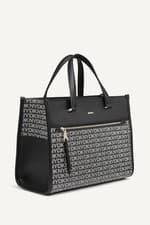 Image of DKNY Medium Black Logo Tote Bag Structured Shopper New with Tags