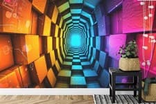 Image of Abstract Hexag in Vibrant Art Wallpaper Mural Removeable Washable Peel & Stick