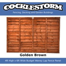 Image of 4ft High x 6ft Wide Golden Brown Fence Panel - Free Delivery Within 70 Miles