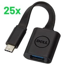 Image of Lot of 25x Dell USB-C to USB-A 3.0 Adapter Dongle Cable DBQBJBC054, F382X, 5RMND