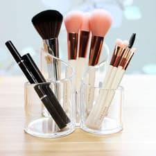 Image of Plastic Acrylic Make Up Organiser 3 Compartments 13x14x11cm Clear Storage uk