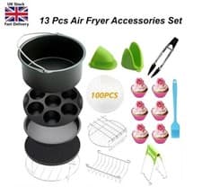 Image of Air Fryer Accessories Set Rack Baking Pan Grill Tray Kitchen Cooking Tools