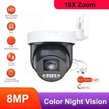 Image of 8MP 10X Zoom Colorvu Smart Hybird Light POE IR PTZ Camera Card Slot 2-Way Audio