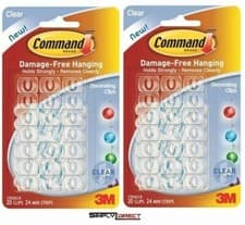 Image of 2 x 3M Command Decorating Hooks Clips with Adhesive Strips- Damage-Free Hanging