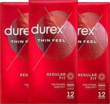 Image of Durex Thin Feel Latex Condoms for More Sensitivity Regular Size