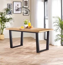 Image of Cotswold Rectangular Oak and Black Wood Large 6 Seater Dining Table