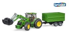 Image of Bruder 03055 John Deere 7930 Tractor with Front Loader & Tipping Trailer 1:16