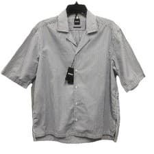 Image of Boss Hugo Boss Lars Shirt Mens Small Blue Stripe Short Sleeve Button Down
