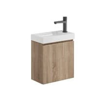 Image of 400mm 1 Door Vanity Unit Basin Cabinet Wall Hung Cloakroom Suite Fluted 3 Colour