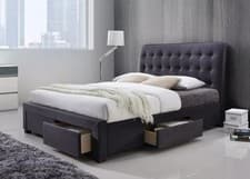 Image of Dark Grey Fabric 4 Drawer Storage Bed Frame with Buttoned Headboard - 5ft king