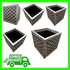 Image of 38cm Pewter Grey Square Trough Indoor Outdoor Garden Slate Lazio Effect Planter