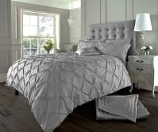 Image of Pintuck Pleated Alexander Alford Duvet Quilt Cover Set Bedding With Pillowcase 