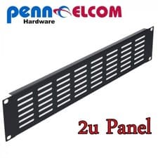Image of 2U Black Flanged Rack Panel with Horizontal Vents