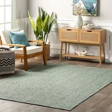 Image of Rug Sea Green Jute Carpet Rectangle Area Natural Handmade Braided Rustic Look