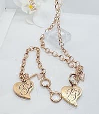 Image of Brand New, GUESS Heart & Side Pave Charms Toggle Necklace & Bracelet - Set 2