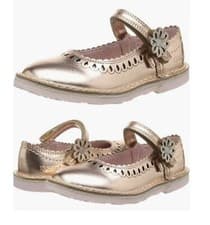Image of Kickers Girls' Adlar Petal 2 Leather Mary Jane Style Shoes 3992 Gold