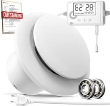 Image of Bathroom Fan with Humidity Sensor, Temperature Sensor, Timer, UK MAINS PLUG