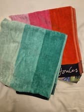 Image of BNWT Joules Indienne striped bath towel 100% cotton- multicolour RRP £28