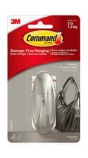 Image of Command Medium Designer Hook Brushed Nickel / Chrome Effect Hold up to 1.3kg