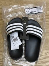 Image of adidas Adilette Aqua K Slides – Black/White – NEW with Tags – Kids – F35556