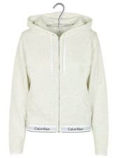 Image of Calvin Klein Women's CK Modern Cotton Zip Hoody, Snow Heather, Medium RRP £65