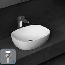 Image of Bathroom Wash Basin Ceramic Countertop Deep Fill Rectangle Sink & Plug 495x380mm