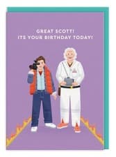 Image of Back to the Future Birthday Card Great Scott – Fun Icon Artwork Greeting Card