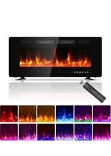 Image of Modern Electric Fireplace, Ultra Thin, 1500W, Energy Efficient Freestanding/wall