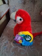 Image of Red Macaw Parrot Wild Soft Plush Toy By Living Nature NEW 24cm