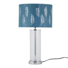 Image of Chrome Table Lamp Bedside Light Fern Shade Modern Bedroom Home Lighting