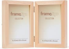 Image of Solid Pine Natural Wood Double Portrait Photo Frame, 4"x6" (10x15cm) Photo Size