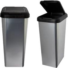 Image of silver kitchen bin 45 liter 45l Swing bin lift top bin touch top bin heavy duty