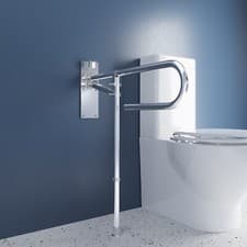 Image of Croydex Stainless Steel Foldaway Hand Rail with Drop Down Leg Adjustable Support