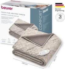 Image of Beurer HD75 Cosy Nordic Electric Blanket, Soft Faux Fur Throw - DAMAGED BOX