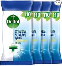 Image of Dettol Antibacterial Cleansing Surface Wipes, Fragrance Free, 440 Wipes (110 X 4
