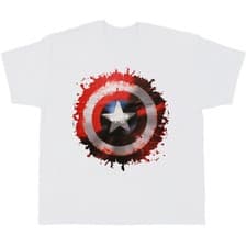 Image of Marvel Universe "Capt. America Shield" Kids T-Shirt [Youth 7-8 Years] White