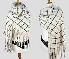 Image of Italy Super Fluffy and Soft Checked Blanket Scarf Wrap Warm Wool