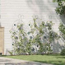 Image of Garden Fence Green Steel 112x39.5cm 3pcs Weather Resistant Climbing Trellis Pack