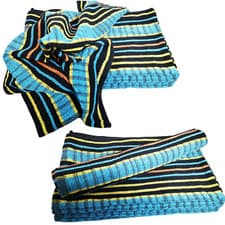 Image of Blue Stripe Terry Tea Towels 100% Cotton Large Super Absorbent - Set of 10