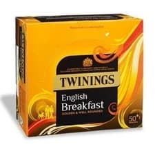 Image of 2 x Twinings English Breakfast Black Tea - 50 Individual Enveloped Bags Per Box
