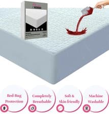 Image of Waterproof Mattress Protector Non Noise Extra Deep Fitted Bed Wet Sheet Cover UK