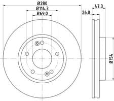 Image of Hella Brake Disc Set Front 54339PRO For HYUNDAI i30 OEM